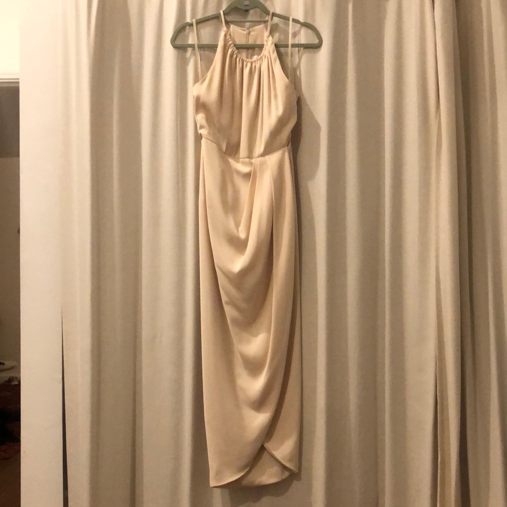 Shona Joy CORE HIGH NECK RUCHED DRESS - OYSTER